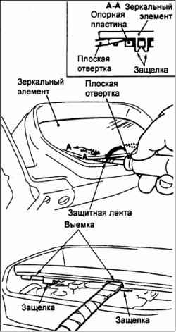 Снятие и установка бокового зеркала заднего вида